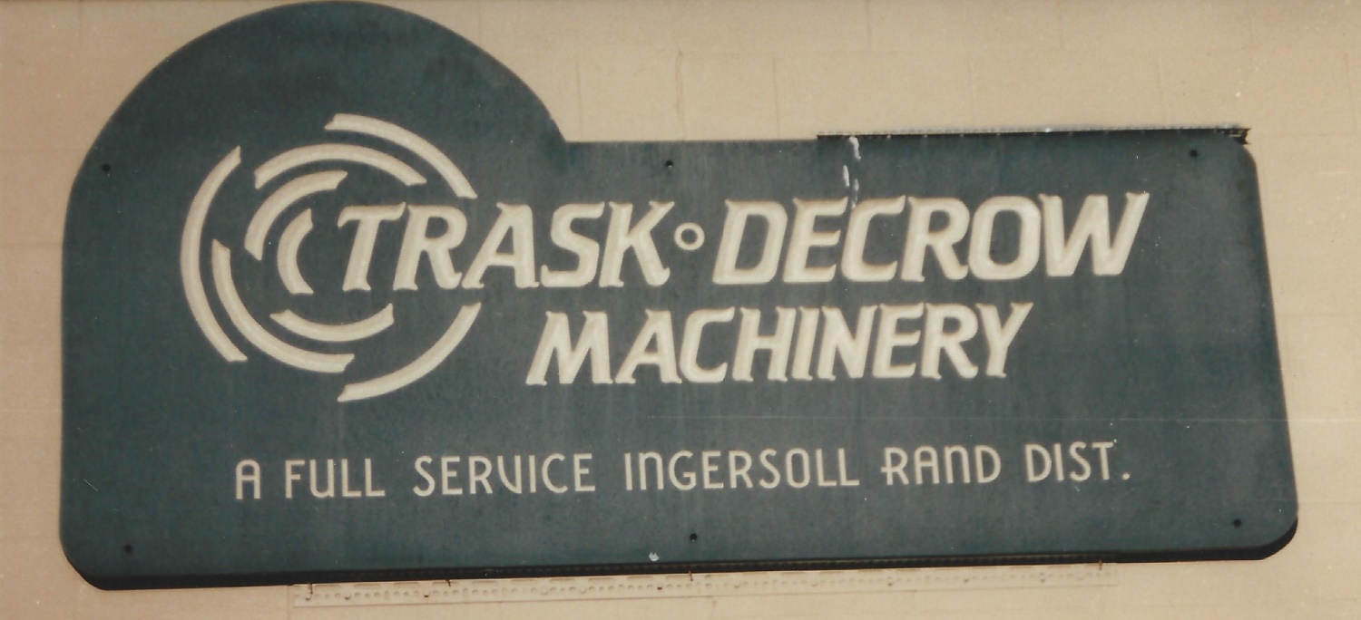 Trask-Decrow Machinery Sign made of Soapstone